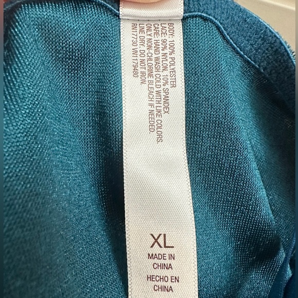 Gilligan O'Malley Teal Velour Floral Lace Adj Strap Sexy Babydoll Lingerie Sz XL - Picture 9 of 9